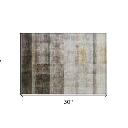 2' X 3' Brown Ombre Washable Non Skid Indoor Outdoor Area Rug