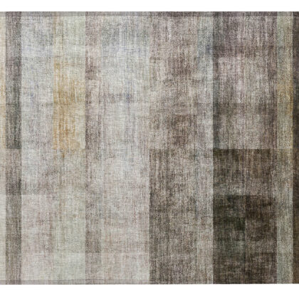 2' X 3' Brown Ombre Washable Non Skid Indoor Outdoor Area Rug
