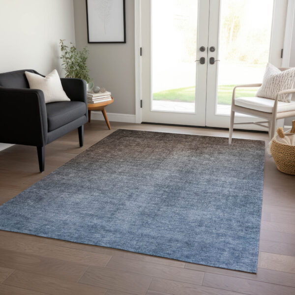 9' X 12' Blue and Green Ombre Washable Non Skid Indoor Outdoor Area Rug
