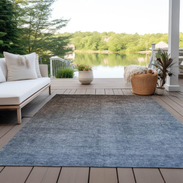 9' X 12' Blue and Green Ombre Washable Non Skid Indoor Outdoor Area Rug