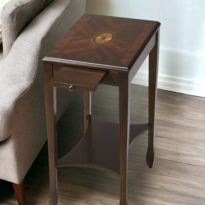 25" Dark Brown Manufactured Wood Rectangular End Table With Shelf