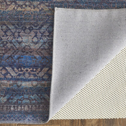 2' X 3' Blue Purple And Brown Floral Power Loom Area Rug