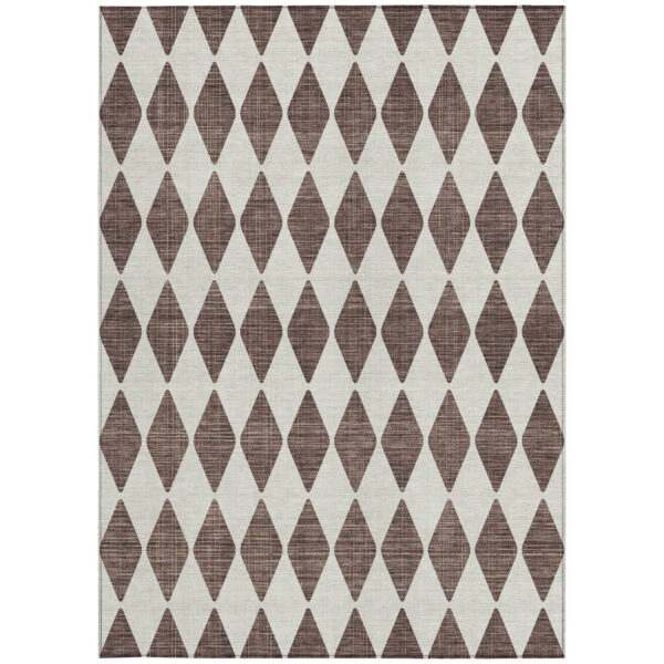8' X 10' Brown Geometric Washable Indoor Outdoor Area Rug