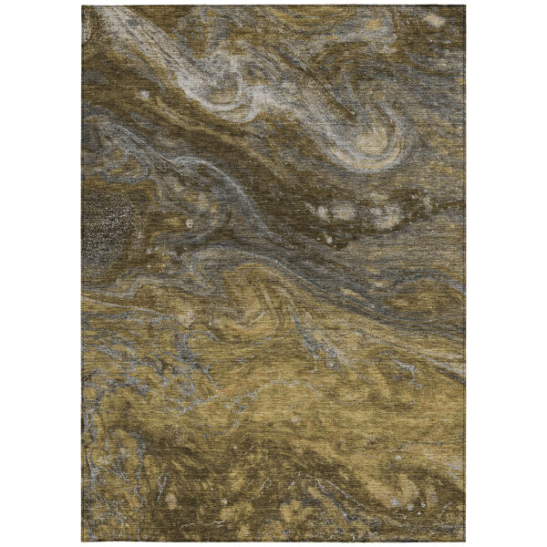10' X 14' Brown Taupe And Chocolate Abstract Washable Indoor Outdoor Area Rug