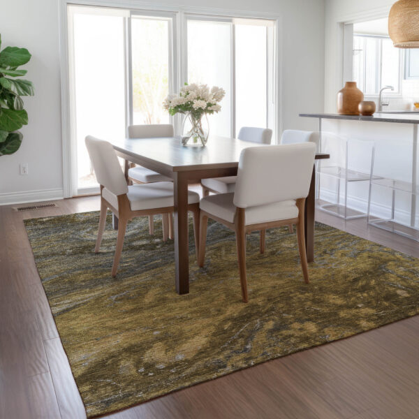 10' X 14' Brown Taupe And Chocolate Abstract Washable Indoor Outdoor Area Rug