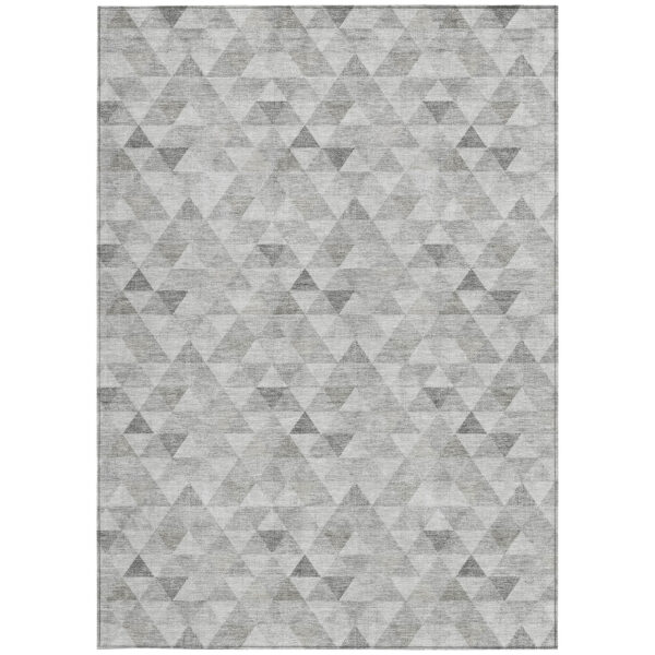 8' X 10' Silver Beige And Taupe Geometric Washable Indoor Outdoor Area Rug