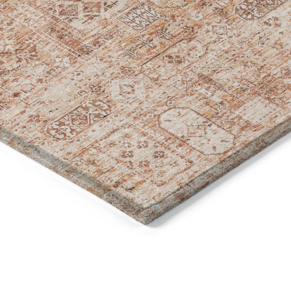 8' X 10' Salmon Orange And Gray Floral Washable Indoor Outdoor Area Rug