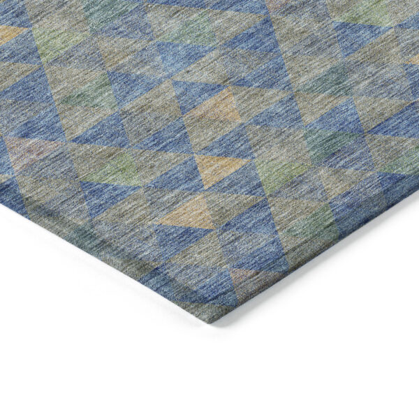 5' X 8' Sky Blue And Gray Geometric Washable Indoor Outdoor Area Rug