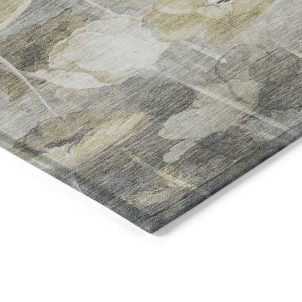 10' X 14' Beige Taupe And Wheat Floral Washable Indoor Outdoor Area Rug