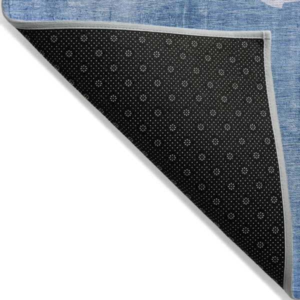 3' X 5' Sky Blue And Navy Blue Nautical Washable Indoor Outdoor Area Rug