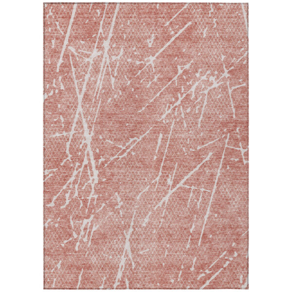 9' X 12' Blush And Ivory Abstract Washable Indoor Outdoor Area Rug