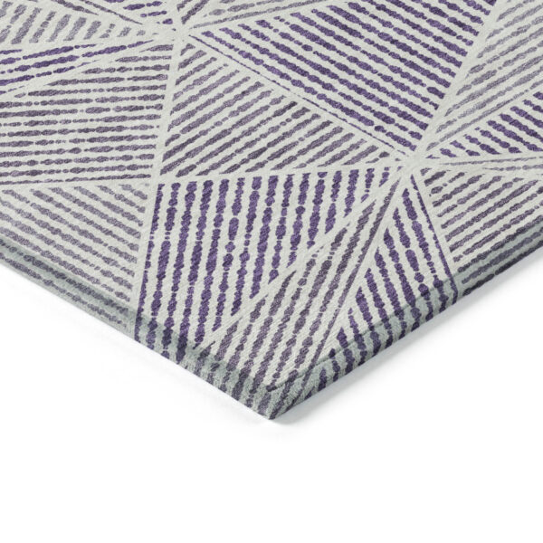 10' X 14' Purple Lilac And Silver Geometric Washable Indoor Outdoor Area Rug