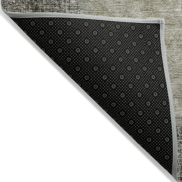 5' X 8' Taupe Beige And Chocolate Geometric Washable Indoor Outdoor Area Rug