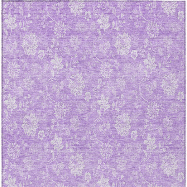 10' X 14' Lavender And Lilac Floral Washable Indoor Outdoor Area Rug