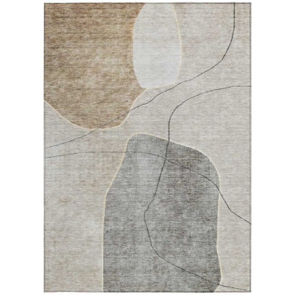 9' X 12' Beige Brown And Taupe Abstract Washable Indoor Outdoor Area Rug