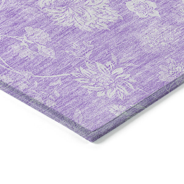 10' X 14' Lavender And Lilac Floral Washable Indoor Outdoor Area Rug