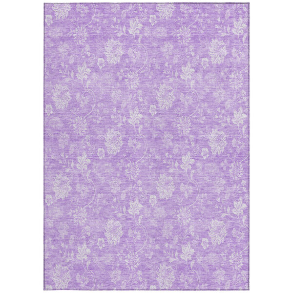 10' X 14' Lavender And Lilac Floral Washable Indoor Outdoor Area Rug
