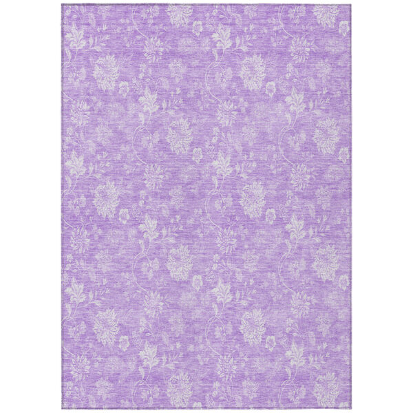 10' X 14' Lavender And Lilac Floral Washable Indoor Outdoor Area Rug