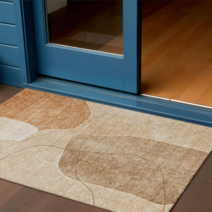 3' X 5' Orange Copper And Terra Cotta Abstract Washable Indoor Outdoor Area Rug