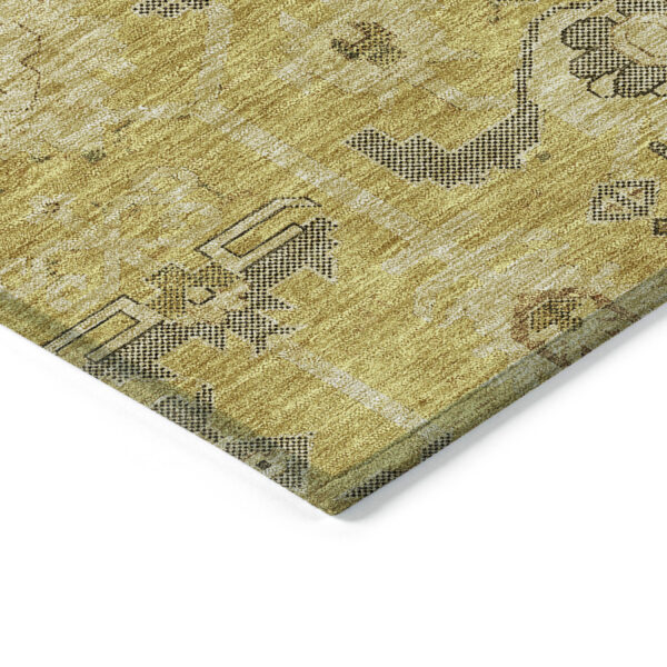 8' X 10' Gold Wheat And Gray Oriental Washable Indoor Outdoor Area Rug