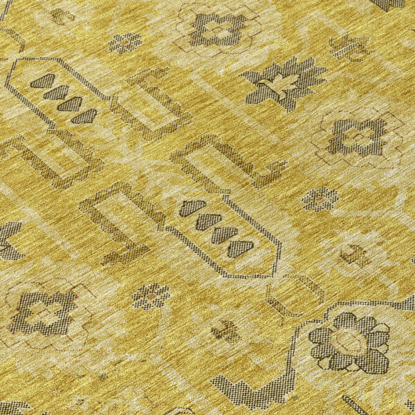 8' X 10' Gold Wheat And Gray Oriental Washable Indoor Outdoor Area Rug