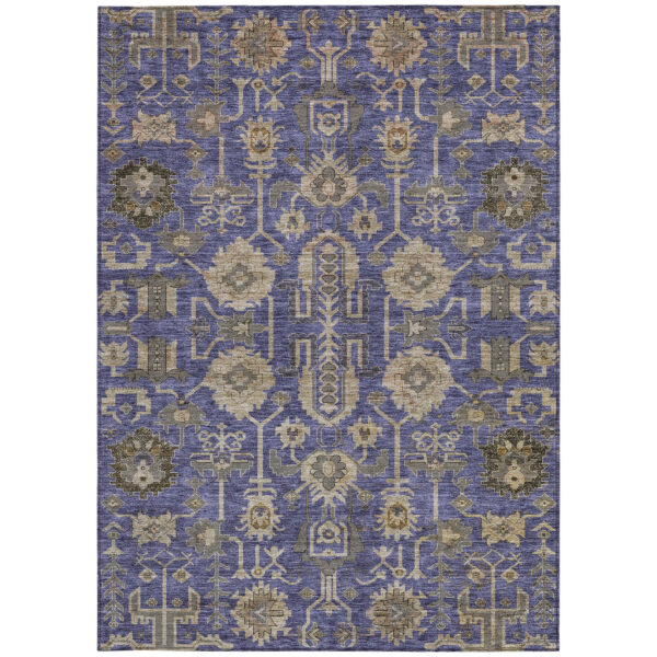 9' X 12' Purple Beige And Taupe Oriental Washable Indoor Outdoor Area Rug