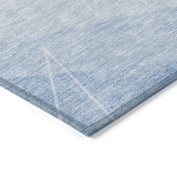 5' X 8' Sky Blue And Denim Blue Geometric Washable Indoor Outdoor Area Rug