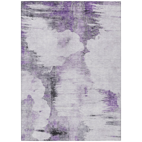 5' X 8' Purple Lavender And Gray Abstract Washable Indoor Outdoor Area Rug