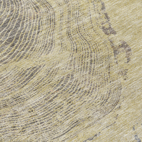 8' Beige Taupe And Gray Round Abstract Washable Indoor Outdoor Area Rug