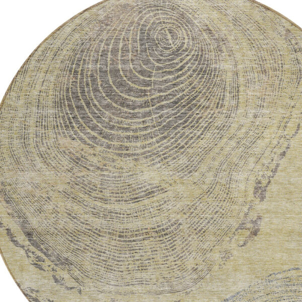 8' Beige Taupe And Gray Round Abstract Washable Indoor Outdoor Area Rug