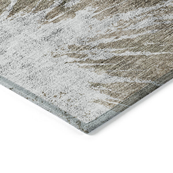 3' X 5' Taupe Brown And Beige Abstract Washable Indoor Outdoor Area Rug