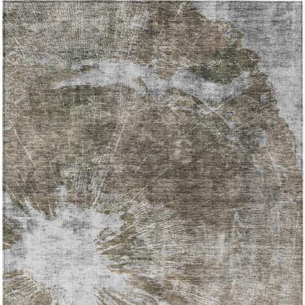 3' X 5' Taupe Brown And Beige Abstract Washable Indoor Outdoor Area Rug