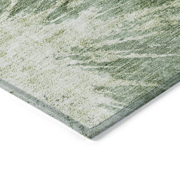 9' X 12' Fern Green And Artichoke Green Abstract Washable Indoor Outdoor Area Rug