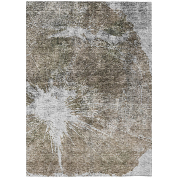 3' X 5' Taupe Brown And Beige Abstract Washable Indoor Outdoor Area Rug