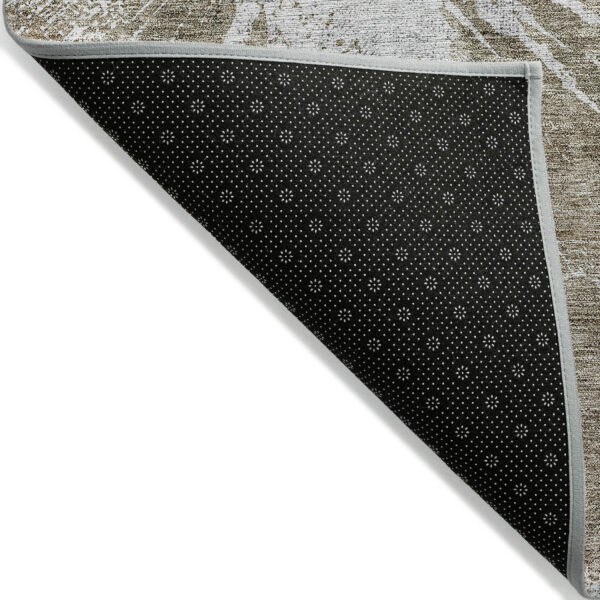 3' X 5' Taupe Brown And Beige Abstract Washable Indoor Outdoor Area Rug