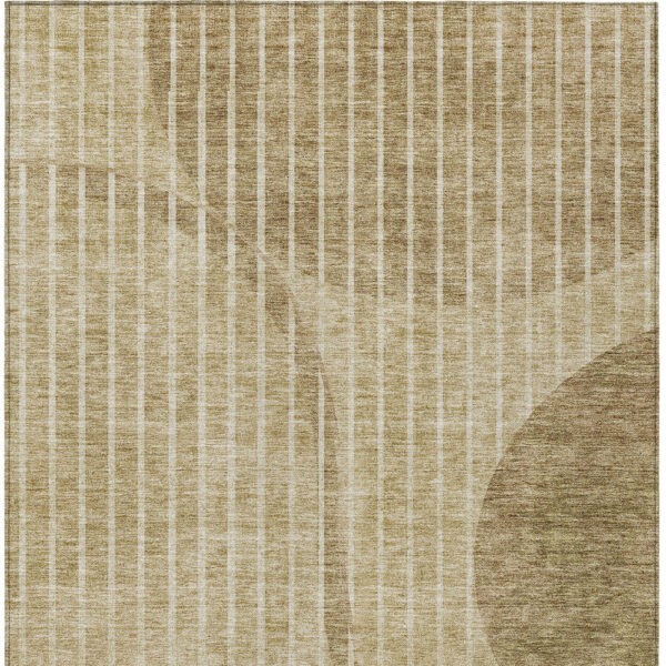 5' X 8' Brown Taupe And Ivory Striped Washable Indoor Outdoor Area Rug