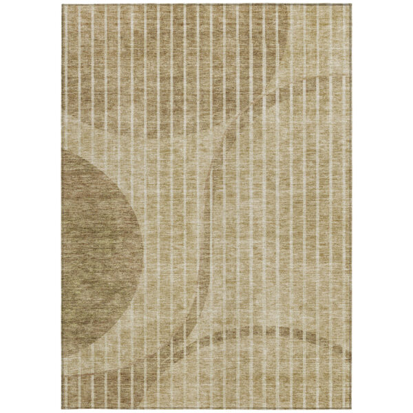 5' X 8' Brown Taupe And Ivory Striped Washable Indoor Outdoor Area Rug