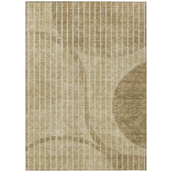 5' X 8' Brown Taupe And Ivory Striped Washable Indoor Outdoor Area Rug