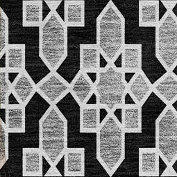 8' Black Gray And Ivory Round Quatrefoil Washable Indoor Outdoor Area Rug