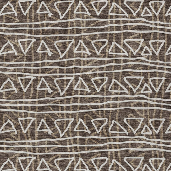 9' X 12' Chocolate And Ivory Geometric Washable Indoor Outdoor Area Rug