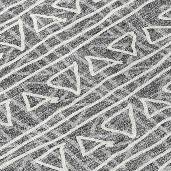 5' X 8' Charcoal Gray And Ivory Geometric Washable Indoor Outdoor Area Rug