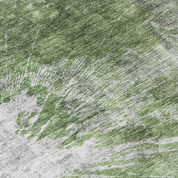 8' Green And Gray Round Abstract Washable Indoor Outdoor Area Rug