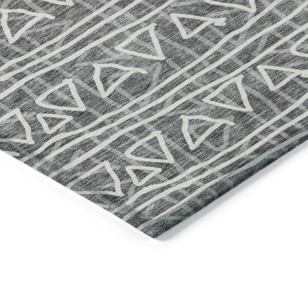 5' X 8' Charcoal Gray And Ivory Geometric Washable Indoor Outdoor Area Rug