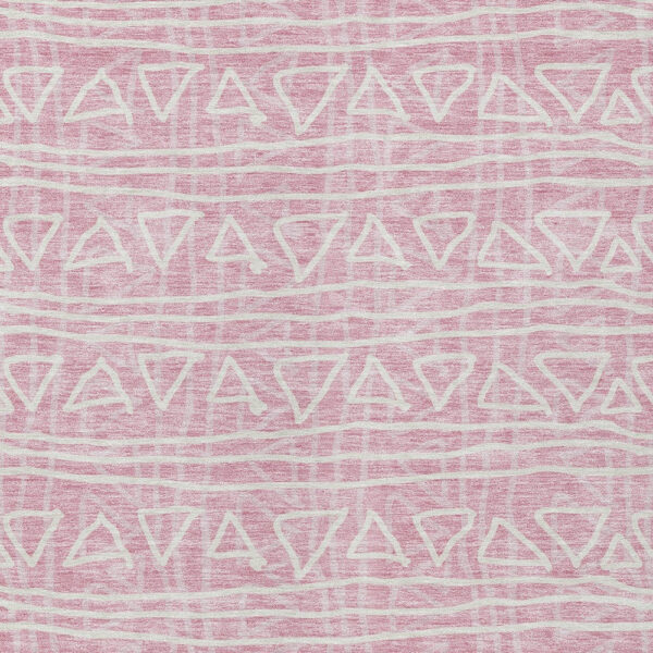 3' X 5' Pink And Ivory Geometric Washable Indoor Outdoor Area Rug
