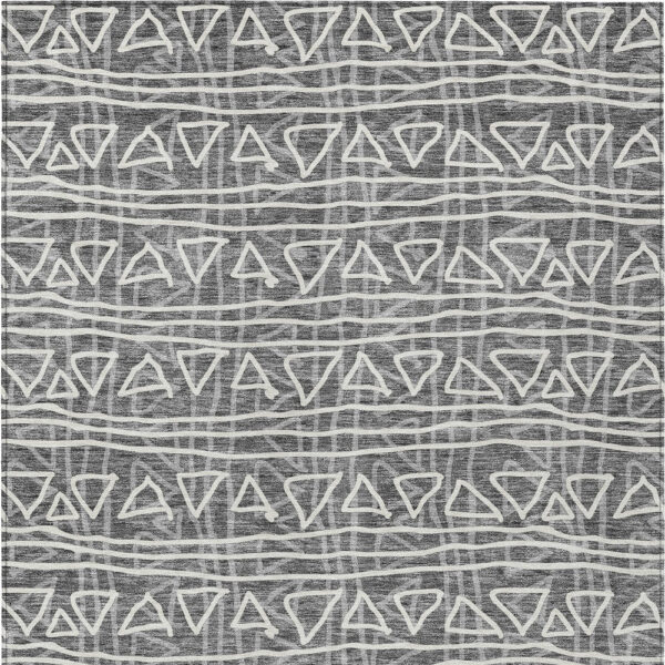 5' X 8' Charcoal Gray And Ivory Geometric Washable Indoor Outdoor Area Rug