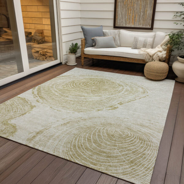 9' X 12' Khaki Beige And Taupe Abstract Washable Indoor Outdoor Area Rug