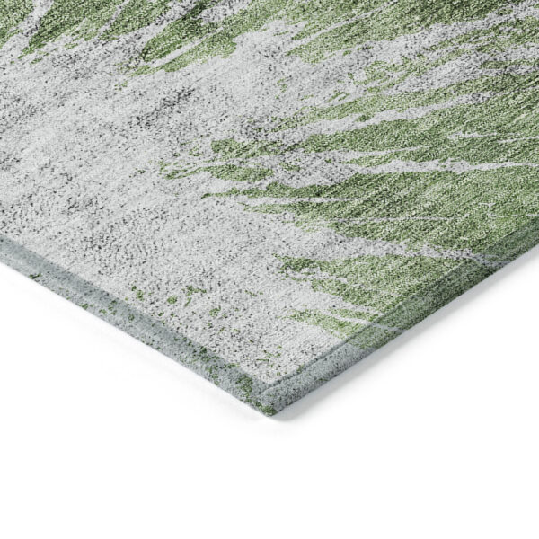 8' Green And Gray Round Abstract Washable Indoor Outdoor Area Rug