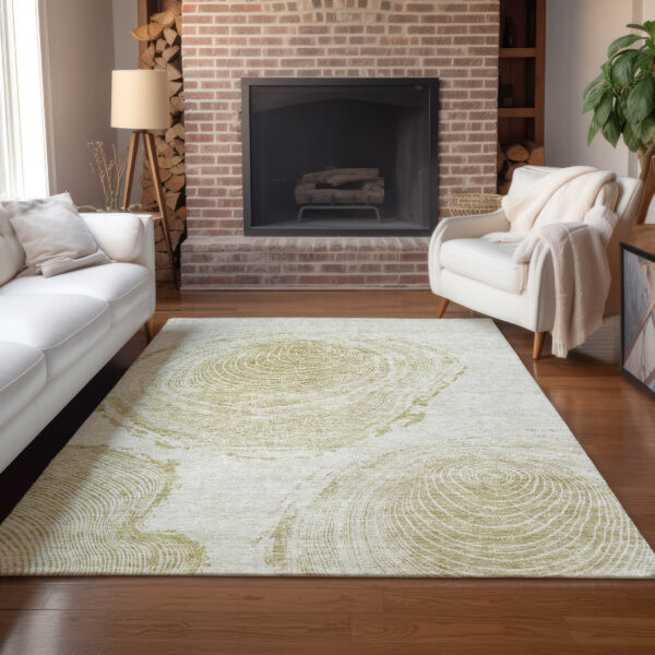 9' X 12' Khaki Beige And Taupe Abstract Washable Indoor Outdoor Area Rug