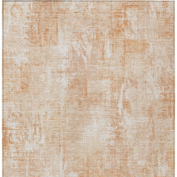 9' X 12' Coral Peach And Ivory Abstract Washable Indoor Outdoor Area Rug