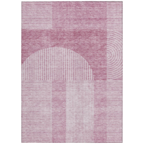 10' X 14' Blush Pink And Mauve Geometric Washable Indoor Outdoor Area Rug